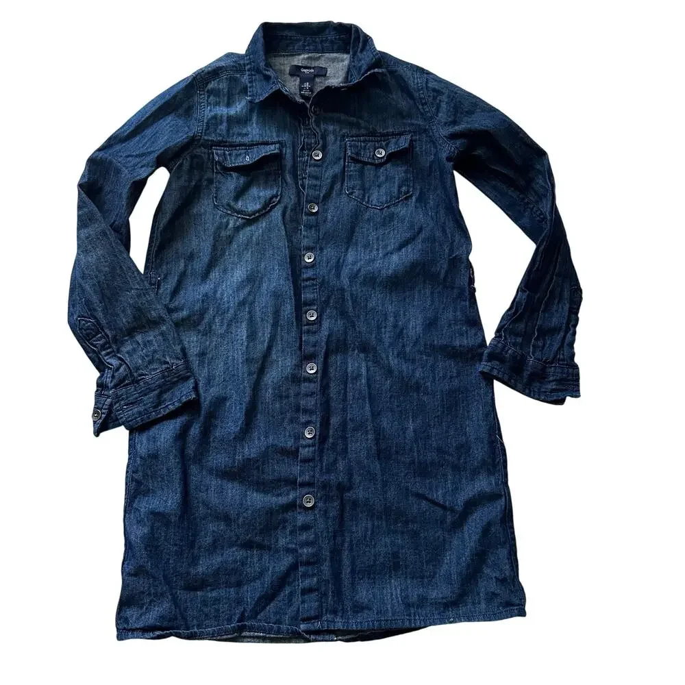 Gap Women's Denim Shirt Dress - Dark Wash - Size Medium